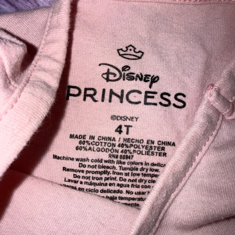 Disney Princess Girls Pink Short Sleeve T-Shirt with Lace Trim – Size 4T - Picture 6 of 6